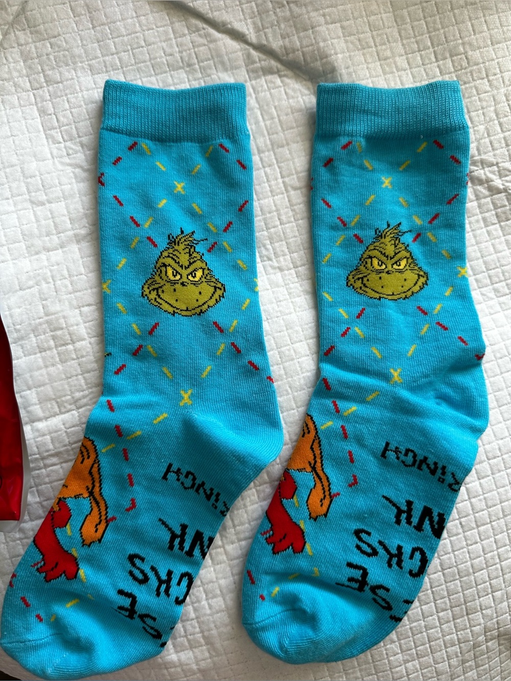 McDonalds Dr. Seuss Grinch Turquoise Novelty Crew Socks